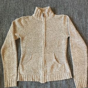 Columbia oatmeal zip-up sweater